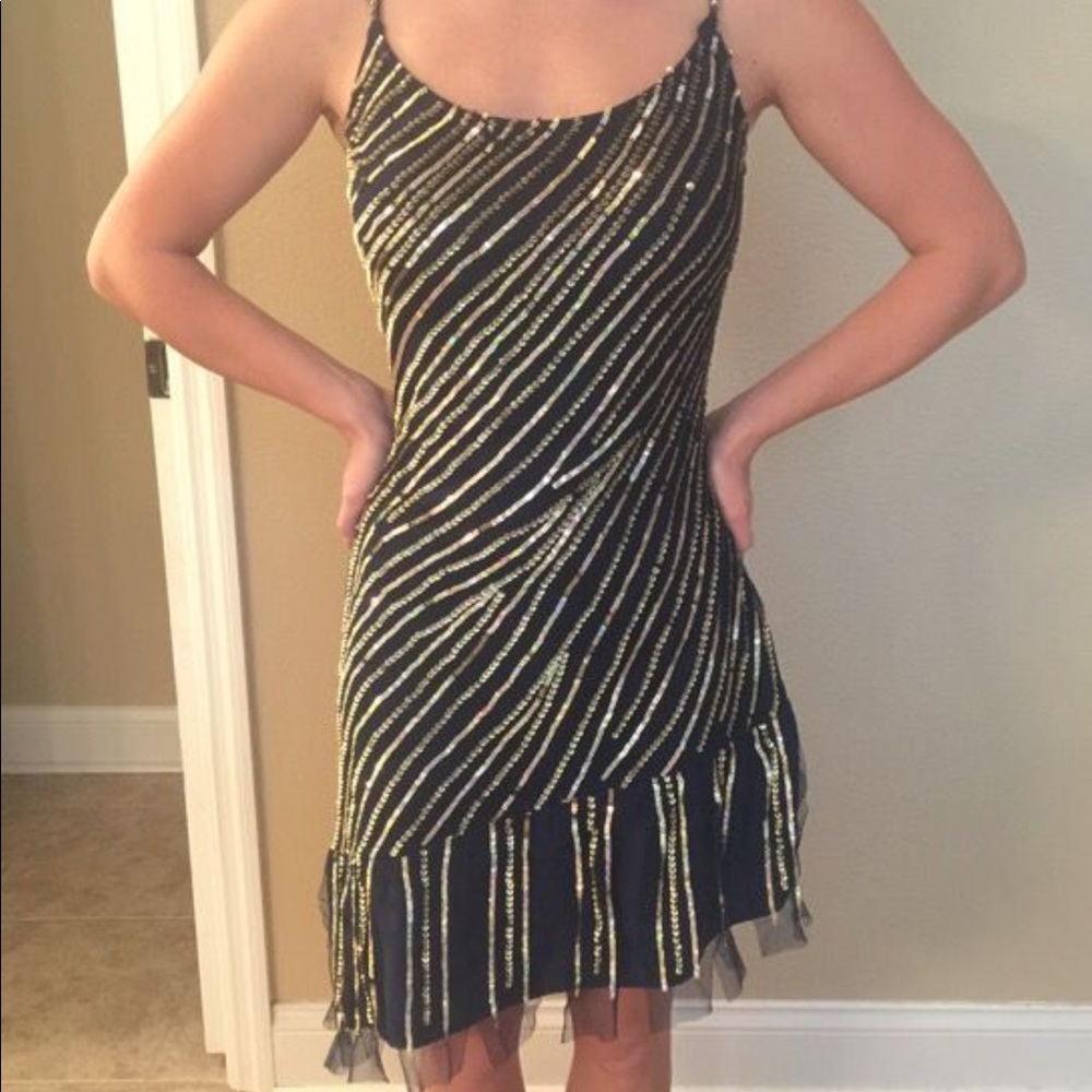 Navy Blue with Gold Sequins Dress